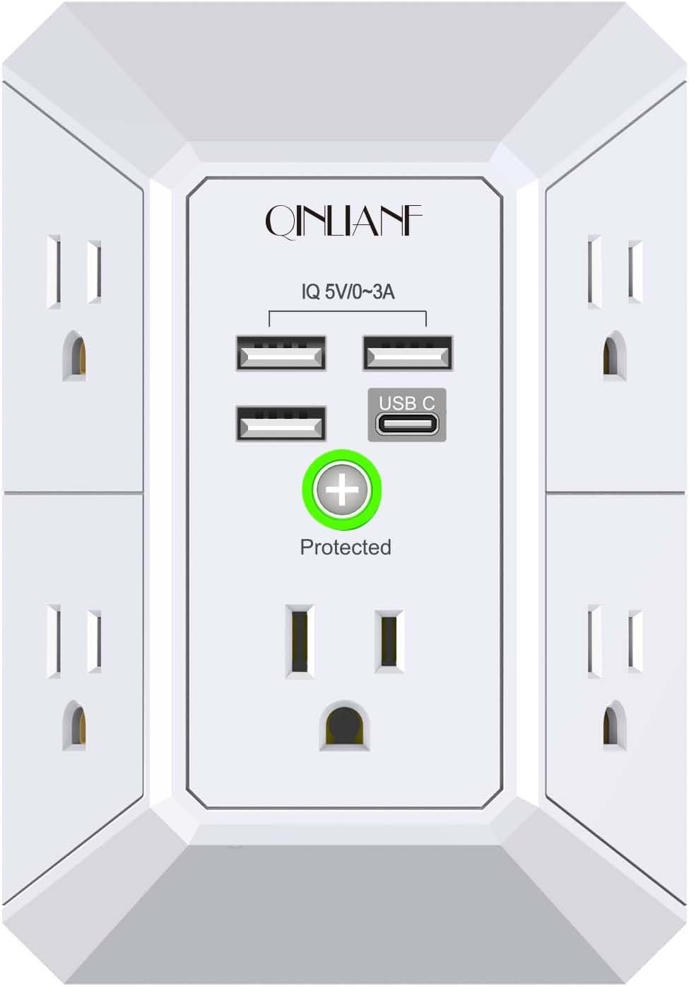 QINLIANF 5 Outlet Extender With 4 USB Ports: A Practical Guide to Wall Charging and Power Organization